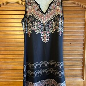 Black Sleeveless Dress with Intricate Pattern